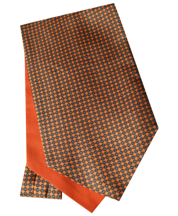 Fine Silk Gold Links Design Cravat in Orange